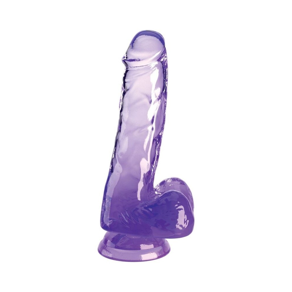 KING COCK - CLEAR PÊNIS REALÍSTICO COM BOLAS 13.5 CM ROXO