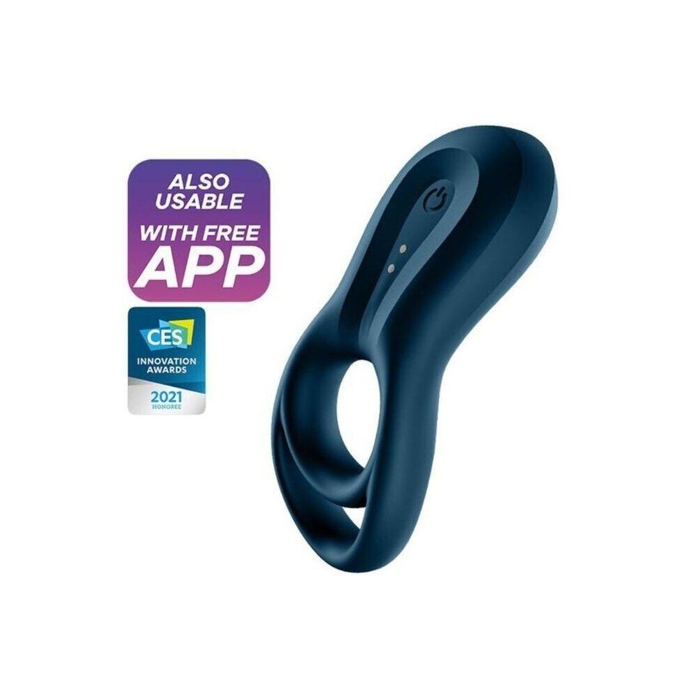 SATISFYER - APLICATIVO VIBRADOR DE ANEL EPIC DUO AZUL