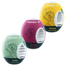 SATISFYER - 3 MASTURBATOR EIER RIFFLE, BUBBLE & FIERCE