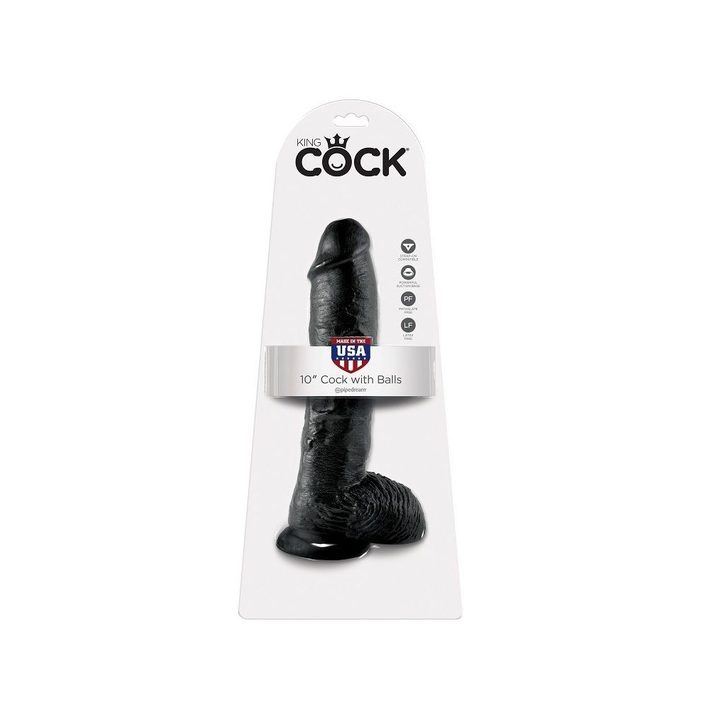 KING COCK - DILDO SCHWARZ MIT EIER 25.4 CM