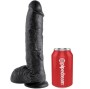 KING COCK - DILDO BLACK WITH BALLS 25.4 CM