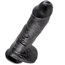 KING COCK - DILDO PRETO COM BOLAS 25.4 CM