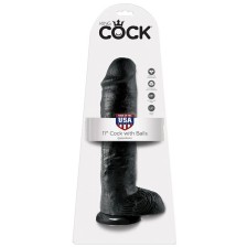 KING COCK - DILDO SCHWARZ MIT EIER 28 CM