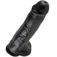 KING COCK - GODE NOIR AVEC BOULES 28 CM