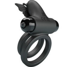 PRETTY LOVE - DOUBLE VIBRATING RING WITH BLACK STIMULATOR