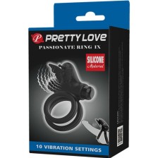 PRETTY LOVE - DOUBLE VIBRATING RING WITH BLACK STIMULATOR