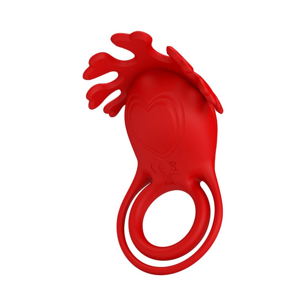 PRETTY LOVE - ANELLO VIBRATORE RUBEN 7 VIBRAZIONI IN SILICONE ROSSO