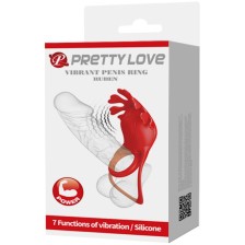 PRETTY LOVE - ANELLO VIBRATORE RUBEN 7 VIBRAZIONI IN SILICONE ROSSO