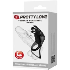 PRETTY LOVE - ANELLO VIBRATORE RUBEN 7 VIBRAZIONI IN SILICONE NERO