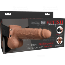 FETISH FANTASY SERIES - ADJUSTABLE HARNESS REALISTIC PENIS WITH BALLS RECHARGEABLE AND VIBRATOR 17.8 CM