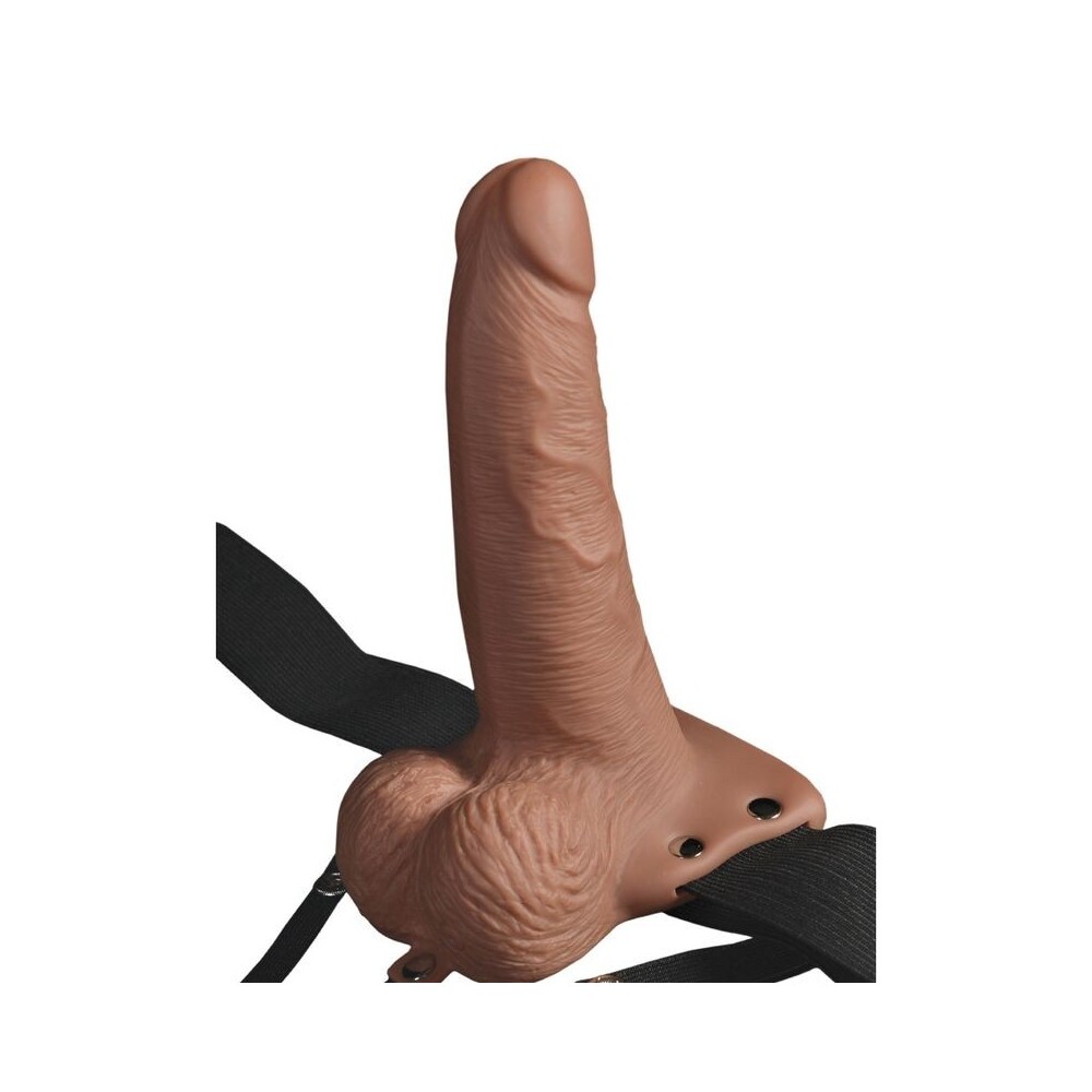 FETISH FANTASY SERIES - ADJUSTABLE HARNESS REALISTIC PENIS WITH RECHARGEABLE TESTICLES AND VIBRATOR 15 CM