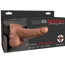 FETISH FANTASY SERIES - VERSTELLBARES GURT REALISTISCHER PENIS MIT WIEDERAUFLADBAREN HODEN UND VIBRATOR 15 CM