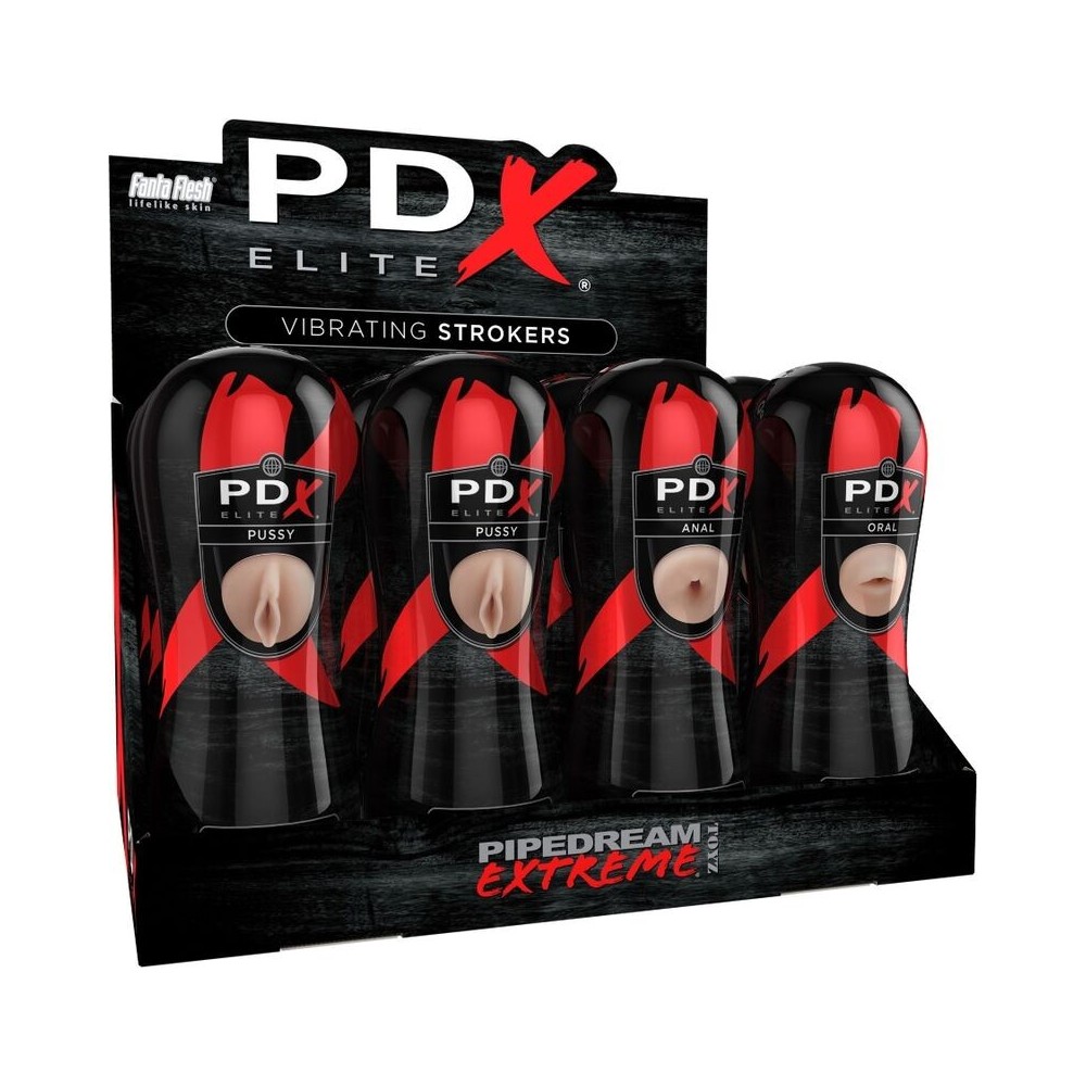 PDX ELITE - CONJUNTO STROKER 12 UNIDADES: 6X VAGINA, 3X ANO, 3X BOCA