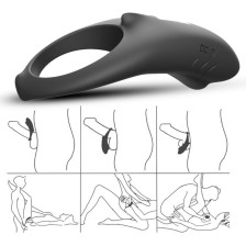 ARMONY - SHARK VIBRATOR RING FOR COUPLES REMOTE CONTROL BLACK