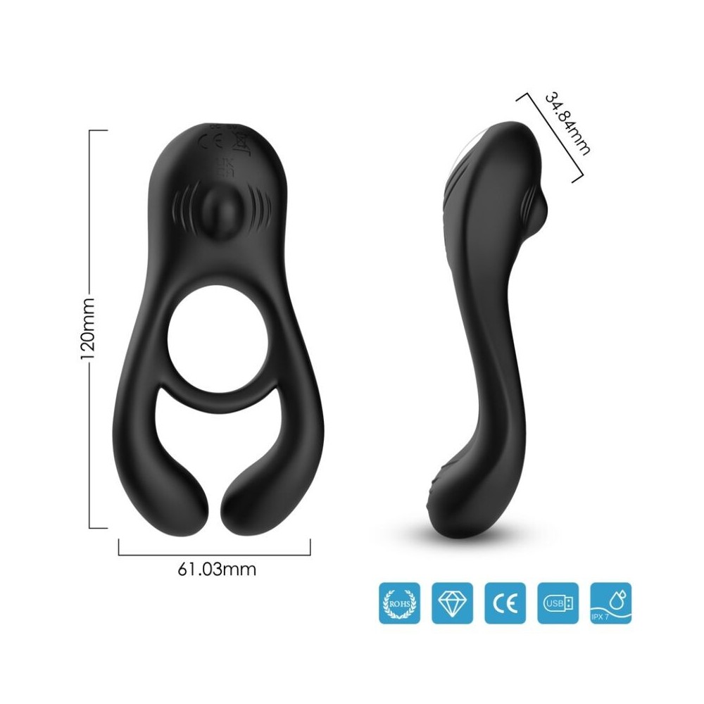 ARMONY - VEYRON DOUBLE VIBRATOR RING TOY FOR COUPLES BLACK