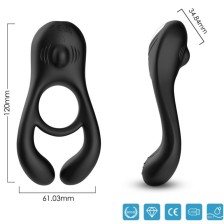 ARMONY - ANEL VIBRADOR DUPLO VEYRON PARA CASAIS COM CONTROLE REMOTO PRETO