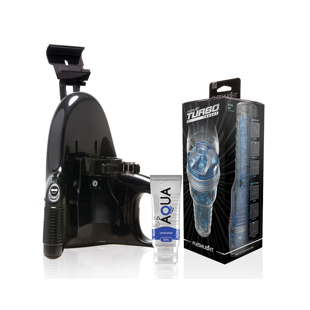 FLESHLIGHT - TURBO THRUST BLUE ICE + LANCEMENT UNIVERSEL + LUBRIFIANT QUALITÉ AQUA 50 ML