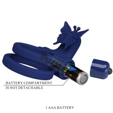 PRETTY LOVE - JAMELE DOUBLE RING WITH VIBRATION & BUTTERFLY STIMULATOR BLUE