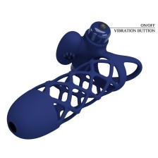 PRETTY LOVE - GIANN VIBRATOR RING WITH SILICONE SHEATH BLUE