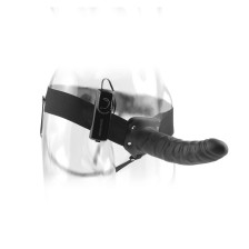 FETISH FANTASY SERIES - 19 CM VIBRATING HOLLOW STRAP-ON BLACK