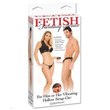 FETISH FANTASY SERIES - HOLLOW VIBRATOR HARNESS FOR HIM AND HER NATURAL 14CM