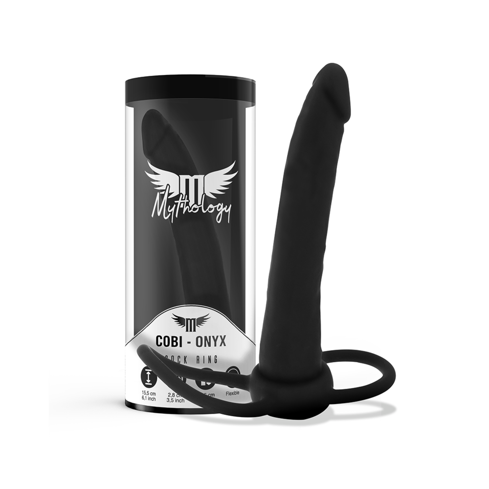 MYTHOLOGY - COBI ONYX ANAL DILDO COM GALO E ANEL DE TESTÍCULO SILICONE 13 CM