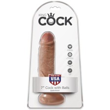 KING COCK - PÉNIS RÉALISTE AVEC BOULES 13.2 CM CARAMEL