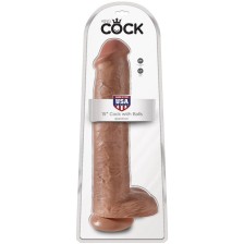 KING COCK - PÉNIS RÉALISTE AVEC BOULES 34.2 CM CARAMEL