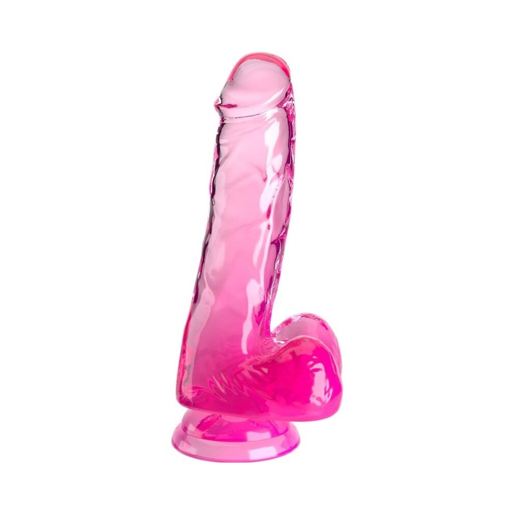 KING COCK - CLEAR PÉNIS RÉALISTE AVEC BOULES 13.5 CM ROSE