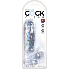 KING COCK - CLEAR PÊNIS REALÍSTICO COM BOLAS 13.5 CM TRANSPARENTE