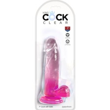 KING COCK - CLEAR REALISTISCHER PENIS MIT KUGELN 15.2 CM ROSA