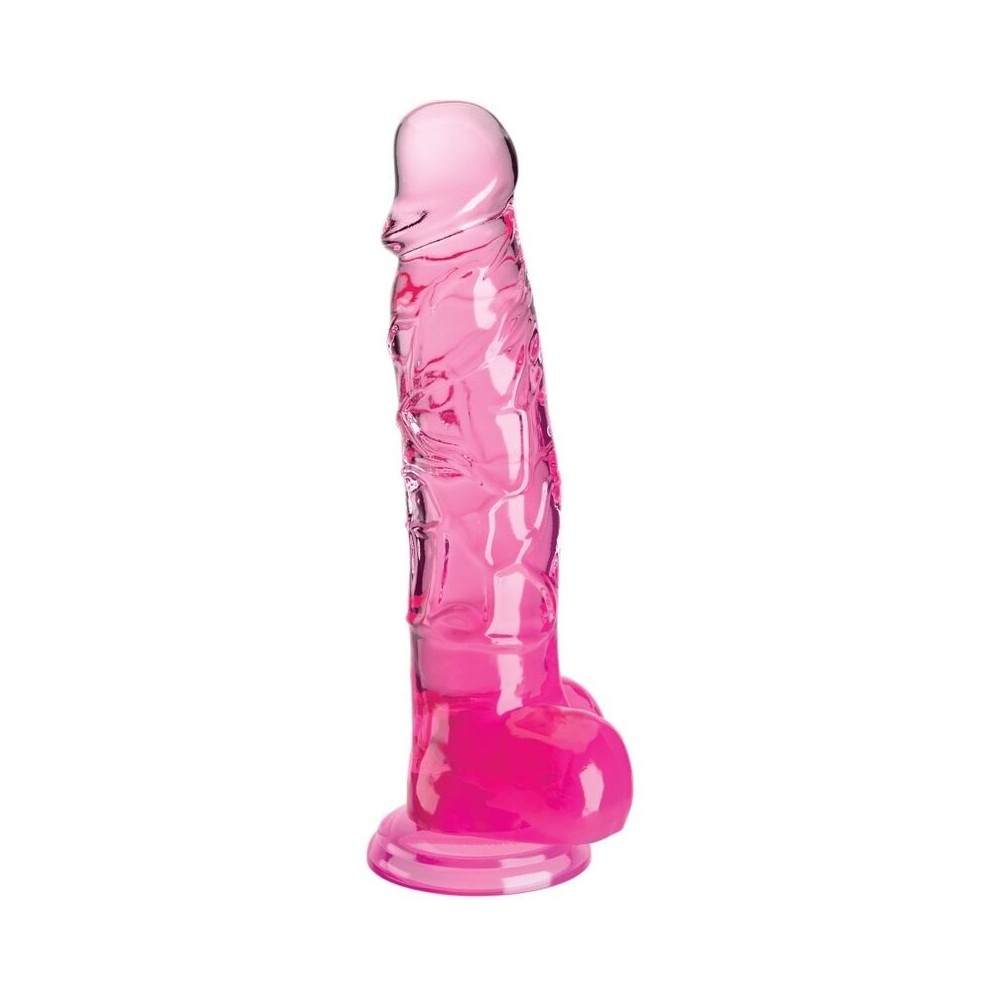 KING COCK - CLEAR PÊNIS REALÍSTICO COM BOLAS 16.5 CM ROSA