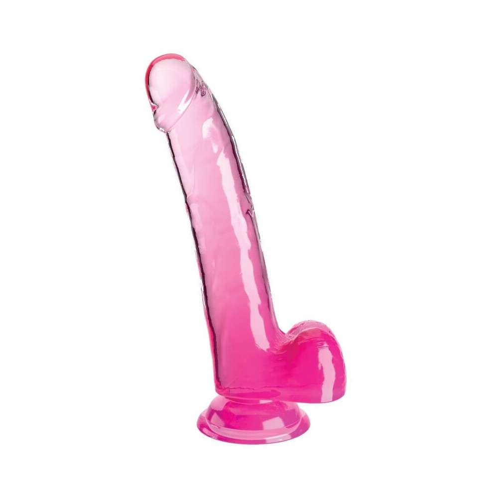 KING COCK - CLEAR GODE AVEC TESTICULES 20.3 CM ROSE