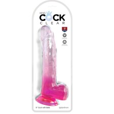 KING COCK - CLEAR DILDO COM TESTÍCULOS 20.3 CM ROSA