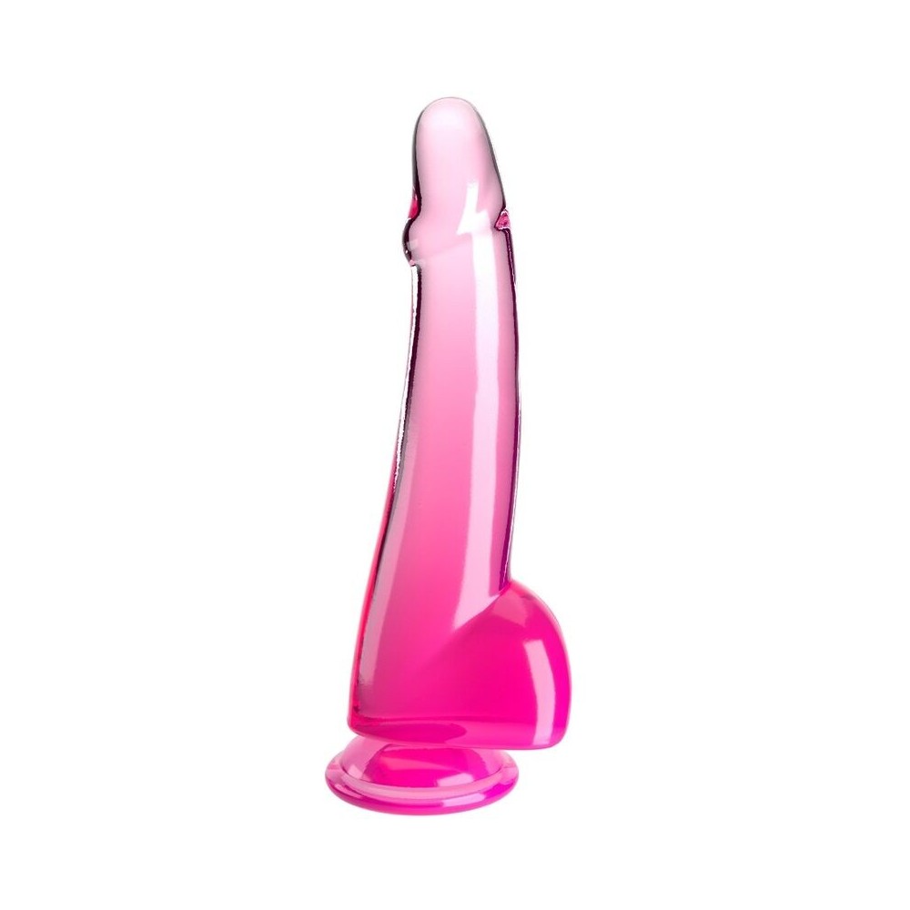 KING COCK - CLEAR DILDO COM TESTÍCULOS 19 CM ROSA