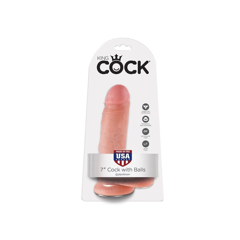 KING COCK - 7 CARNE DE DILDO COM BOLAS 17.8 CM