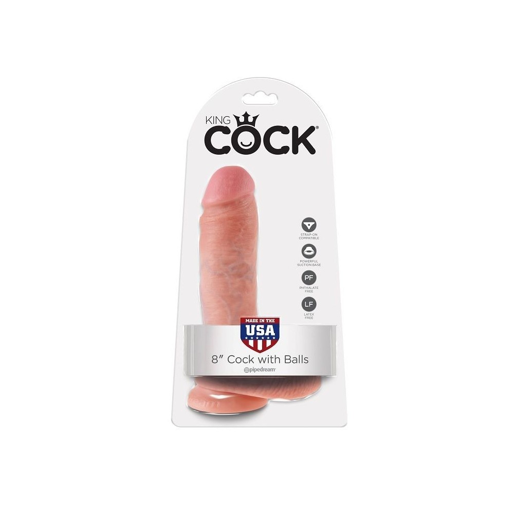 KING COCK - 8 CARNE DE DILDO COM BOLAS 20.3 CM