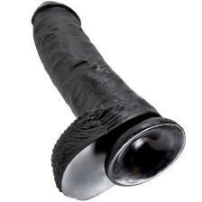 KING COCK - 10 DILDO SCHWARZ MIT EIER 25.4 CM