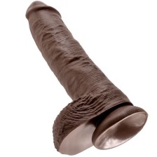 KING COCK - 10 DILDO BRAUN MIT EIER 25.4 CM