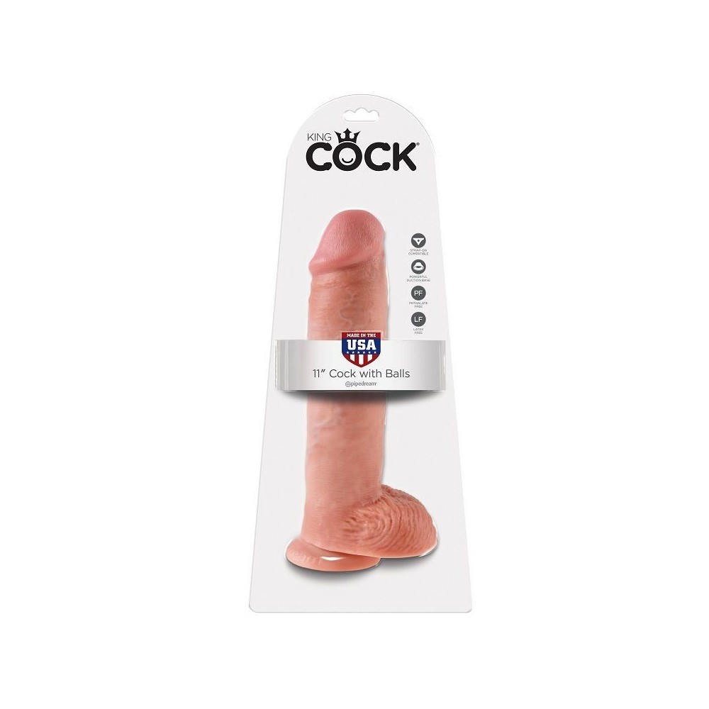 KING COCK - 11 CARNE DE DILDO COM BOLAS 28 CM