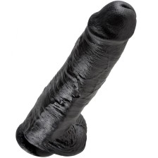 KING COCK - 11 DILDO PRETO COM BOLAS 28 CM