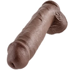 KING COCK - 11 DILDO BRAUN MIT EIER 28 CM