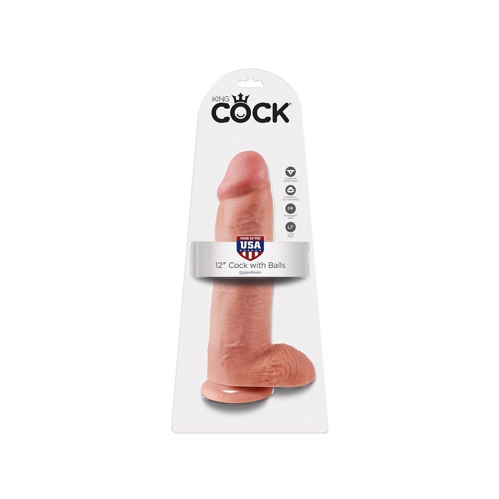 KING COCK - 12 CARNE DE DILDO COM BOLAS 30.48 CM