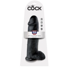 KING COCK - 12 DILDO BLACK WITH BALLS 30.48 CM