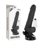 BASECOCK - VIBRADOR REALISTA CONTROLE REMOTO PRETO COM TESTÍCULOS 19.5 CM -O- 4 CM
