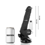BASECOCK - VIBRADOR REALISTA CONTROLE REMOTO PRETO COM TESTÍCULOS 19.5 CM -O- 4 CM