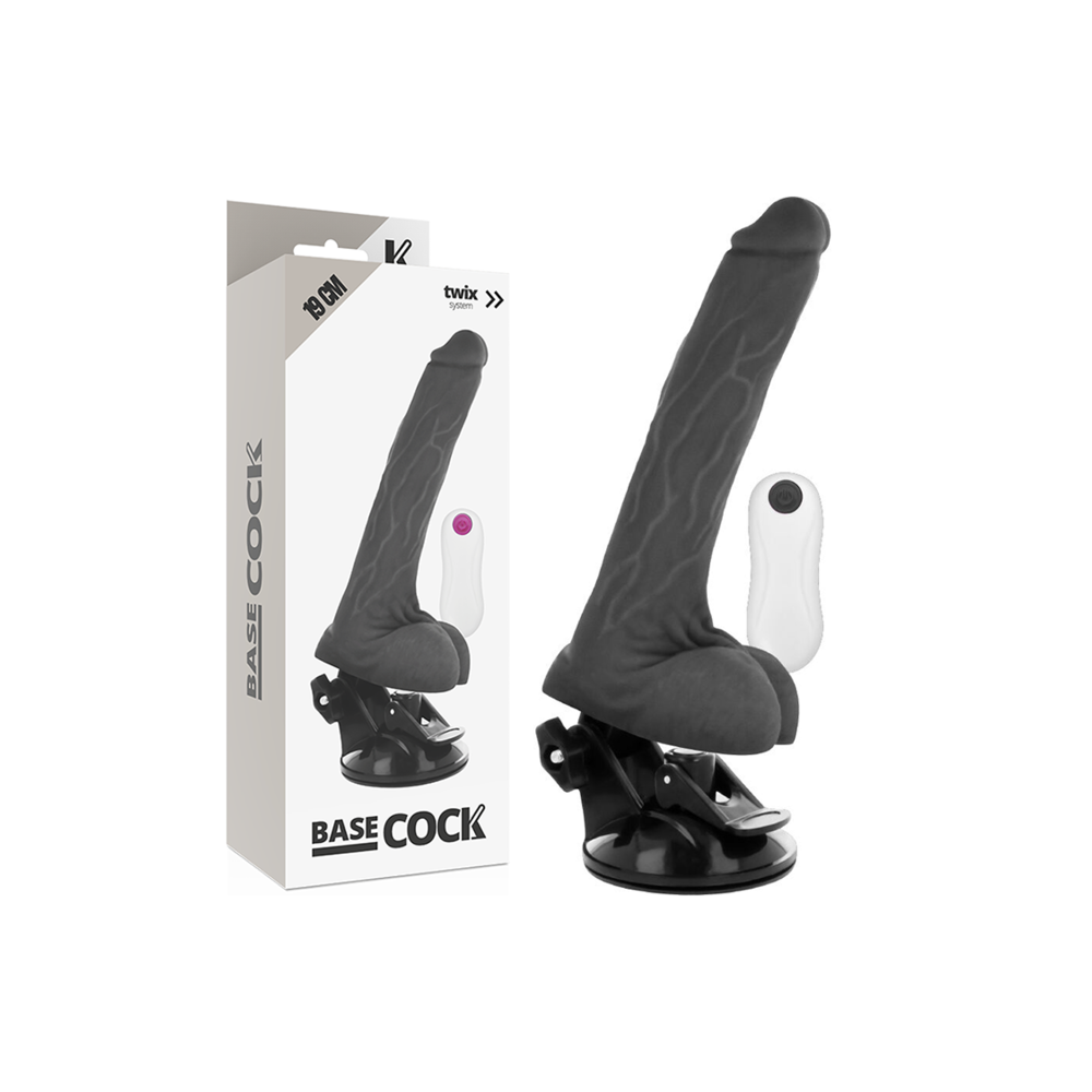 BASECOCK - VIBRADOR DE CONTROLE REMOTO REALISTA PRETO 19 CM -O- 4 CM