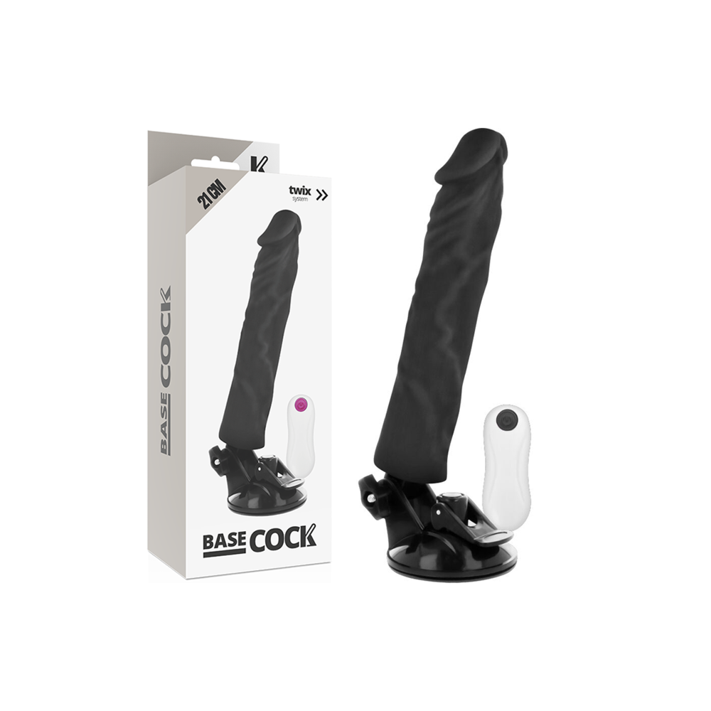 BASECOCK - VIBRADOR REALÍSTICO CONTROLE REMOTO PRETO 21 CM -O- 4 CM