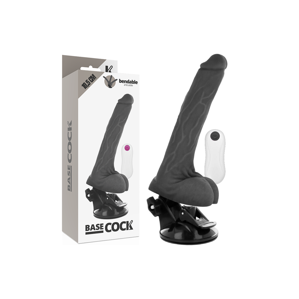BASECOCK - ARTIKULIERBARER VIBRATOR MIT FERNBEDIENUNG SCHWARZ 18.5 CM -O- 4 CM