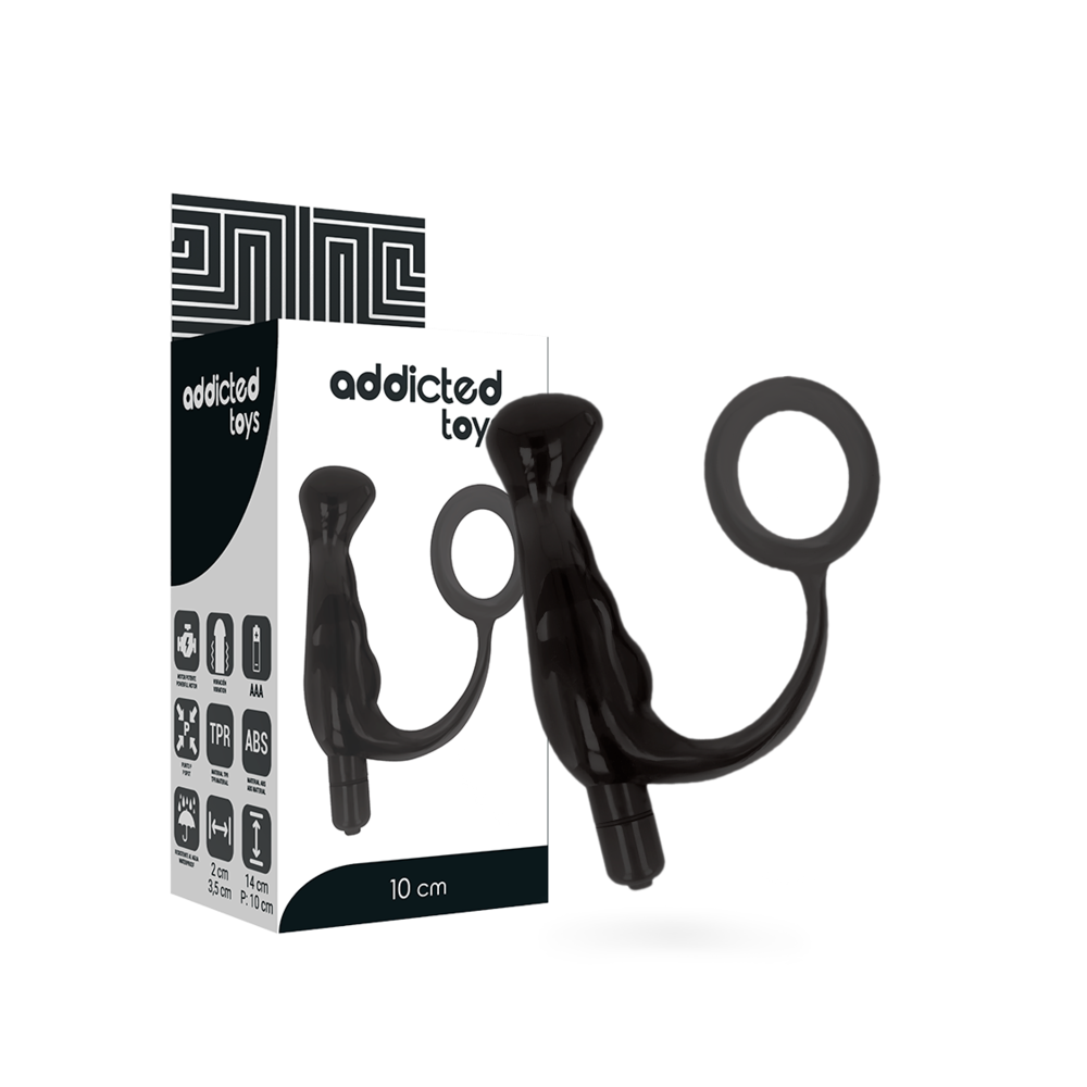 ADDICTED TOYS - VIBRADOR- PROST TICO PRETO 10 CM